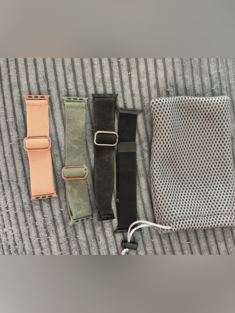 Apple Watch Compatible Replacement Bands Set of 4 with Mesh Storage Pouch